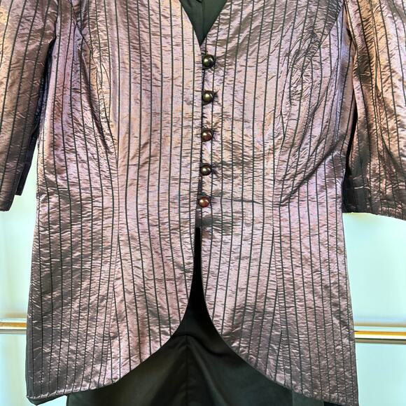 Vintage Iridescent Gothic Jacket Renaissance Cosplay Steampunk Formal Wizard - Picture 4 of 10